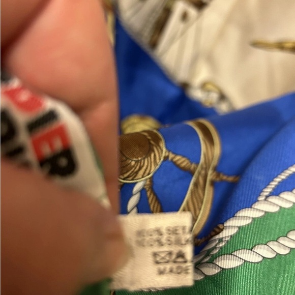 Rodier Paris Silk Scarf with Nautical Print in Blue and Green - Picture 3 of 15